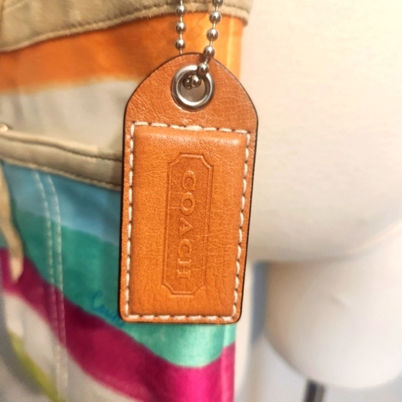 EUC COACH HAMPTON MULTICOLOR PASTEL WATERCOLOR STRIPE CROSSBODY - Picture 4 of 15